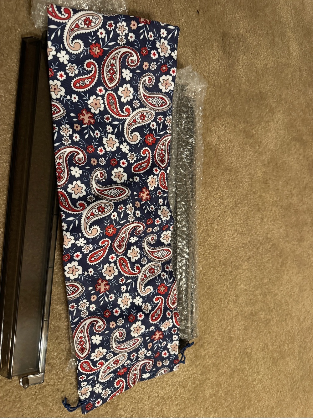Paisley Drawstring Mahjong Rack Bag and 4 Amber/Smoky Clear Racks 18.7 in NIB